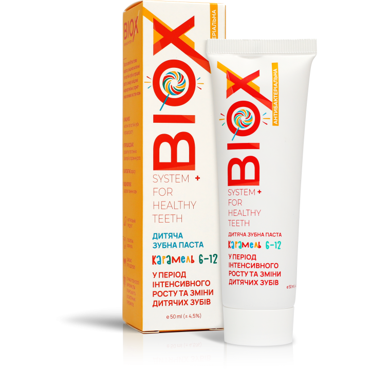 Детская зубная паста BIOX 6-12 лет 50 мл (карамель)